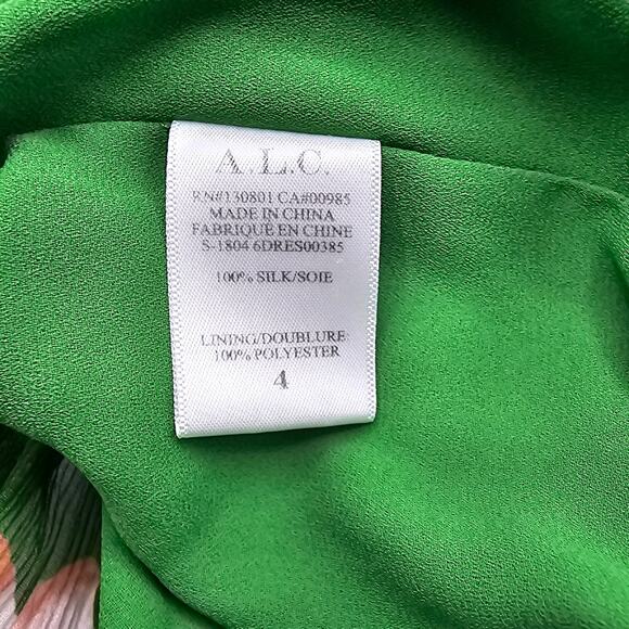 Revolve A.L.C. Womans size 4 Tenley Floral Midi Dress Green Pockets 100% Silk - Picture 7 of 8